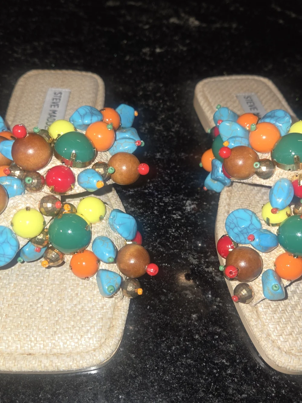 Steve Madden Beaded Turquoise Multi-Color Sandals